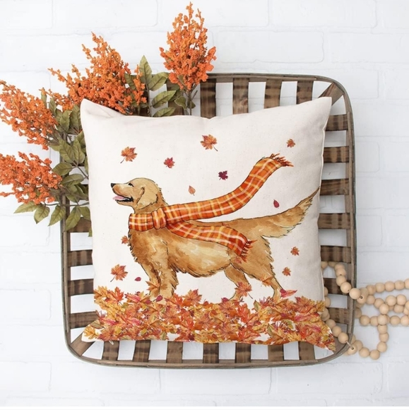 Dog Labrador lab pillow pillowcase pillow cover 18x18" new fall Autumn leafs - Picture 3 of 5